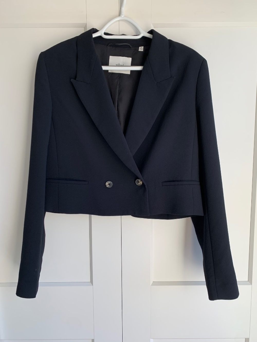 Aritzia Wilfred Cropped Navy Blazer Jacket Size 10